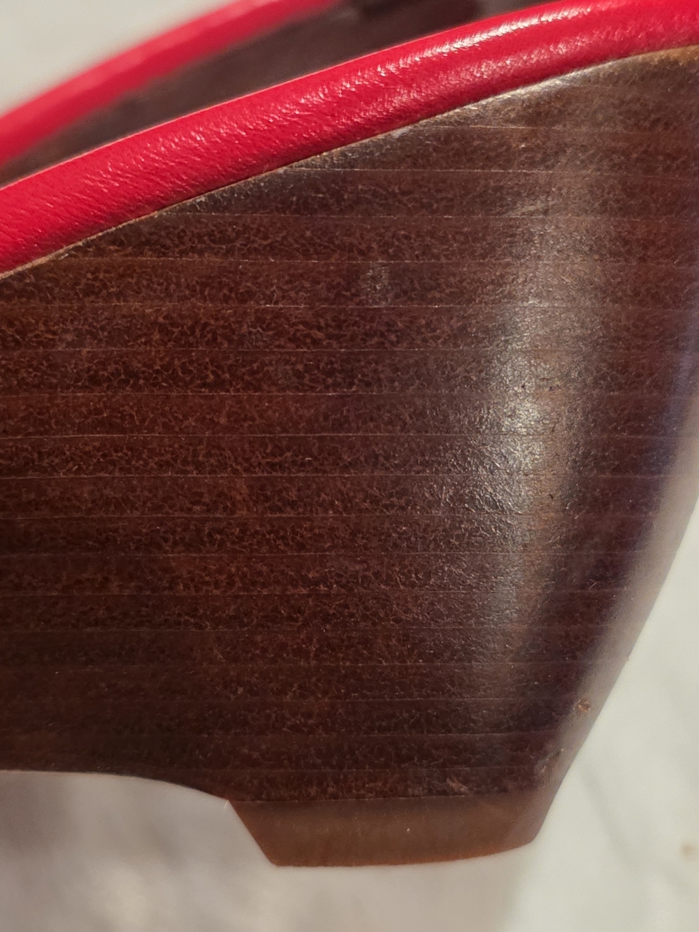 Cole Haan Red Thong Sandals with Brown Accent Straps and Stud Details - Picture 9 of 16